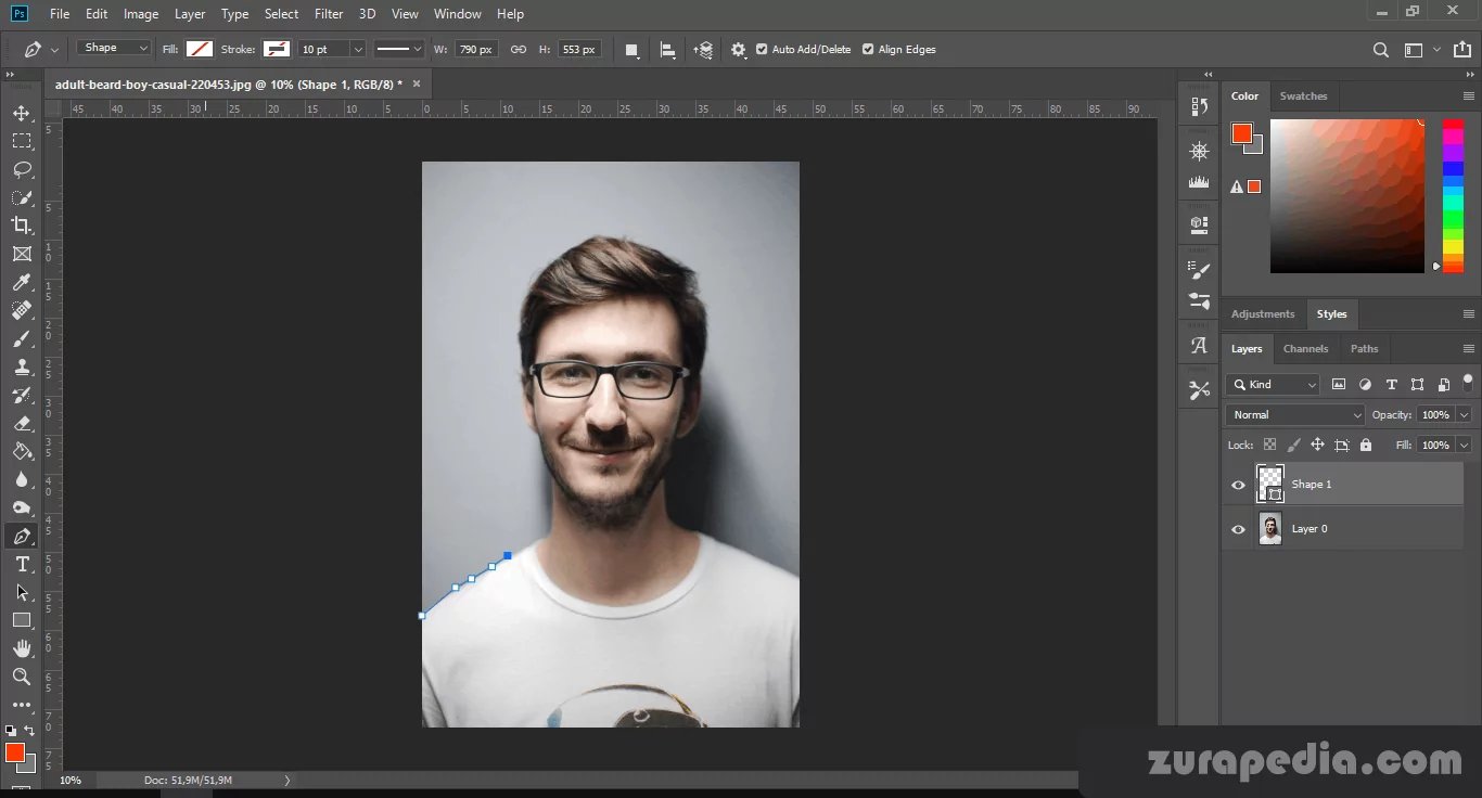 Cara Simpel Membuat Ukuran Foto 3x4 Di Photoshop seleksi dengan menggunakan pen tool