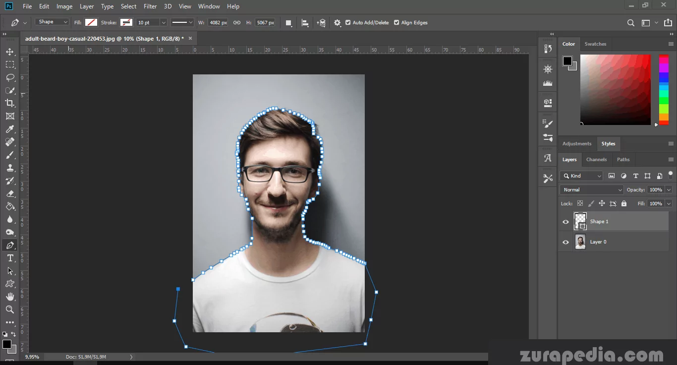 Cara Simpel Membuat Ukuran Foto 3x4 Di Photoshop seleksi terakhir