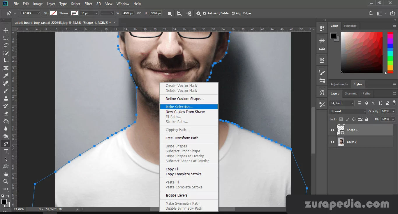 Cara Simpel Membuat Ukuran Foto 3x4 Di Photoshop pilih make selection