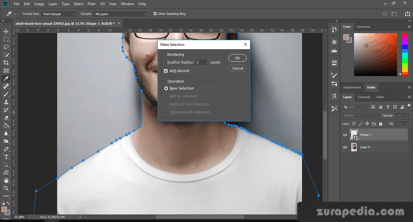 Cara Simpel Membuat Ukuran Foto 3x4 Di Photoshop settingan make selection
